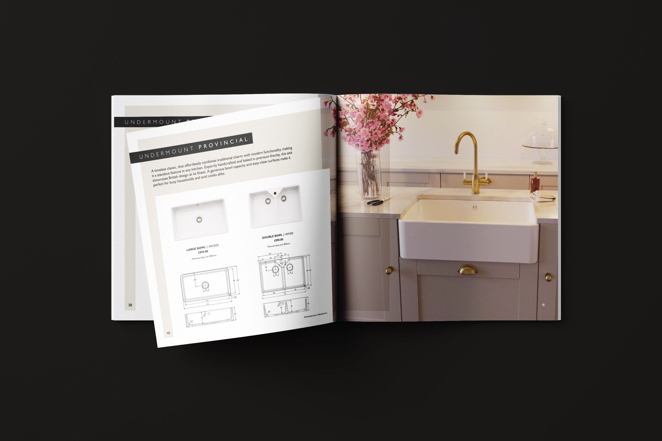 Abode Classically brochure, Undermount Provincial sink spread