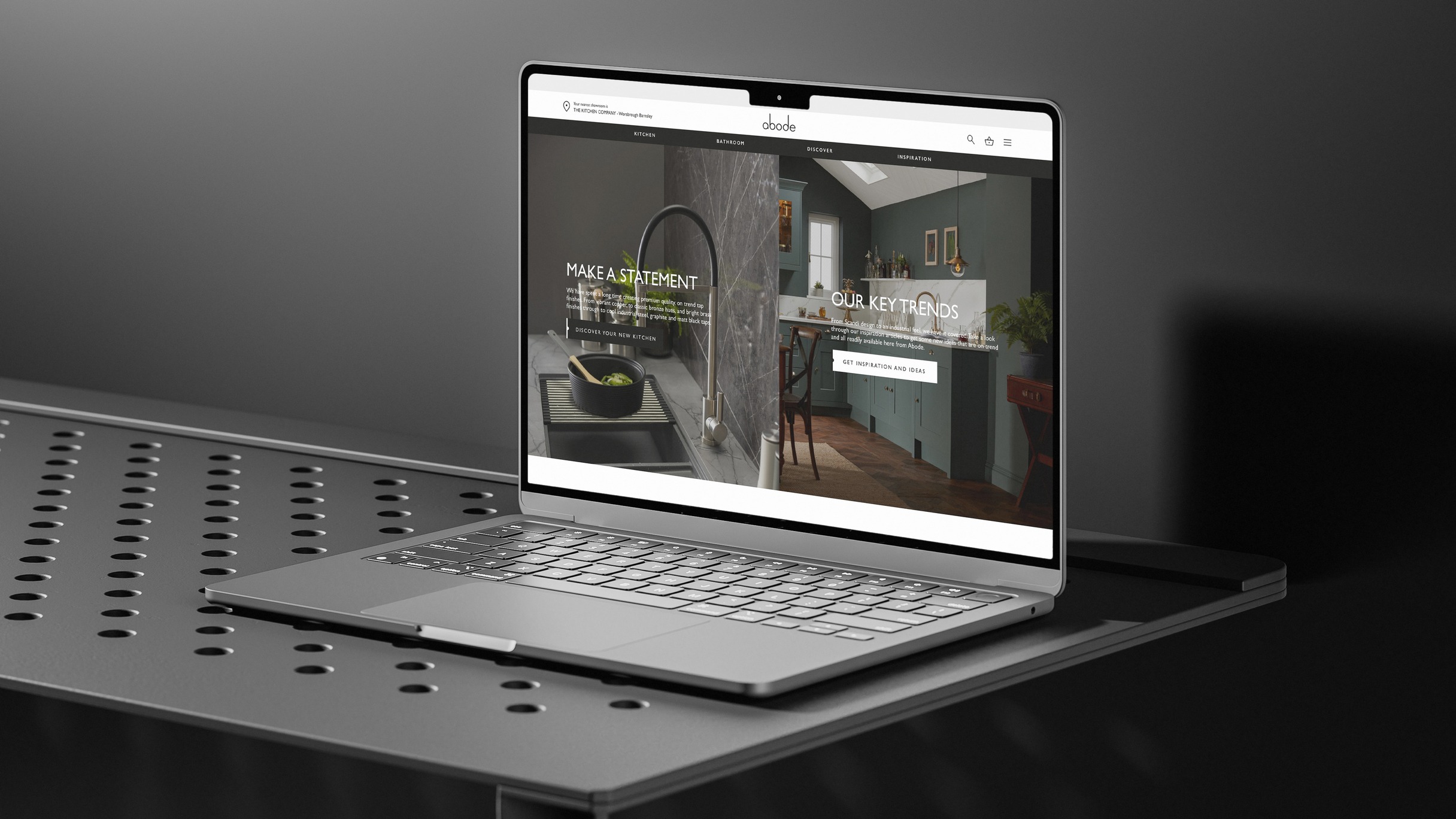Abode: website on a laptop