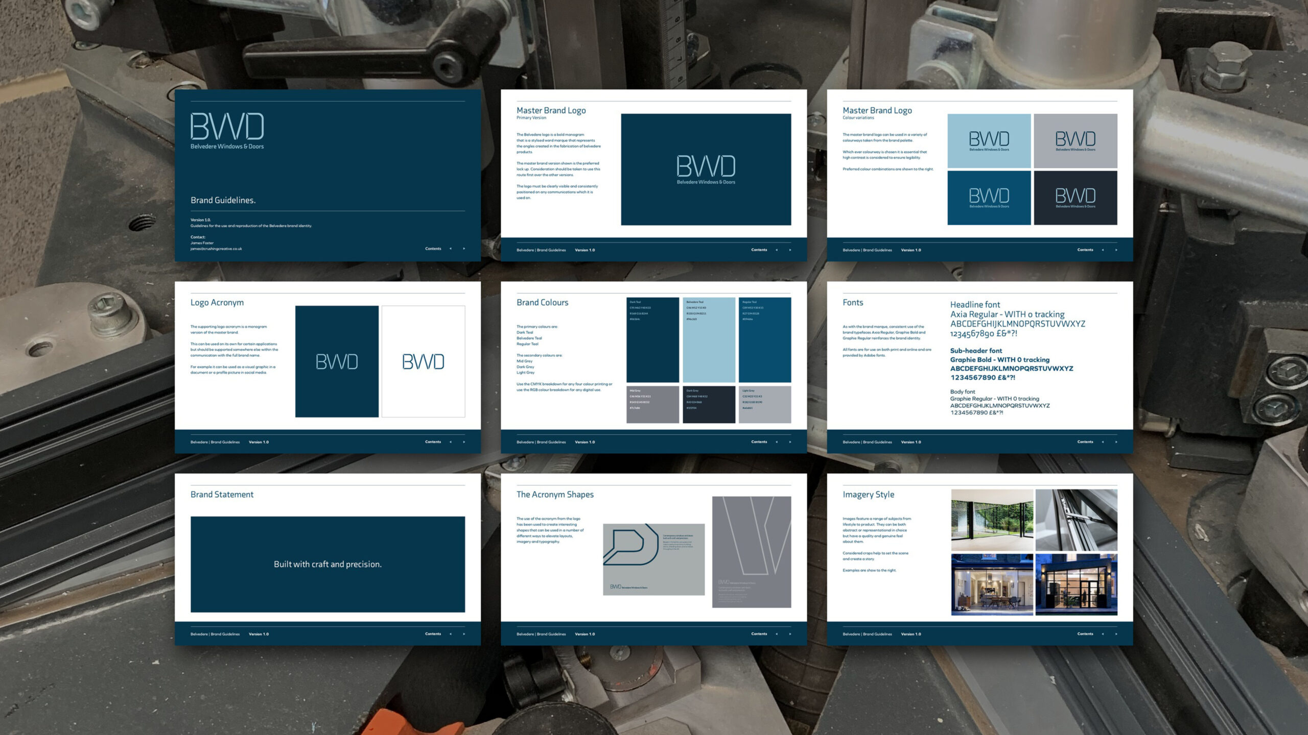 Pages from the Belvedere brand guidelines
