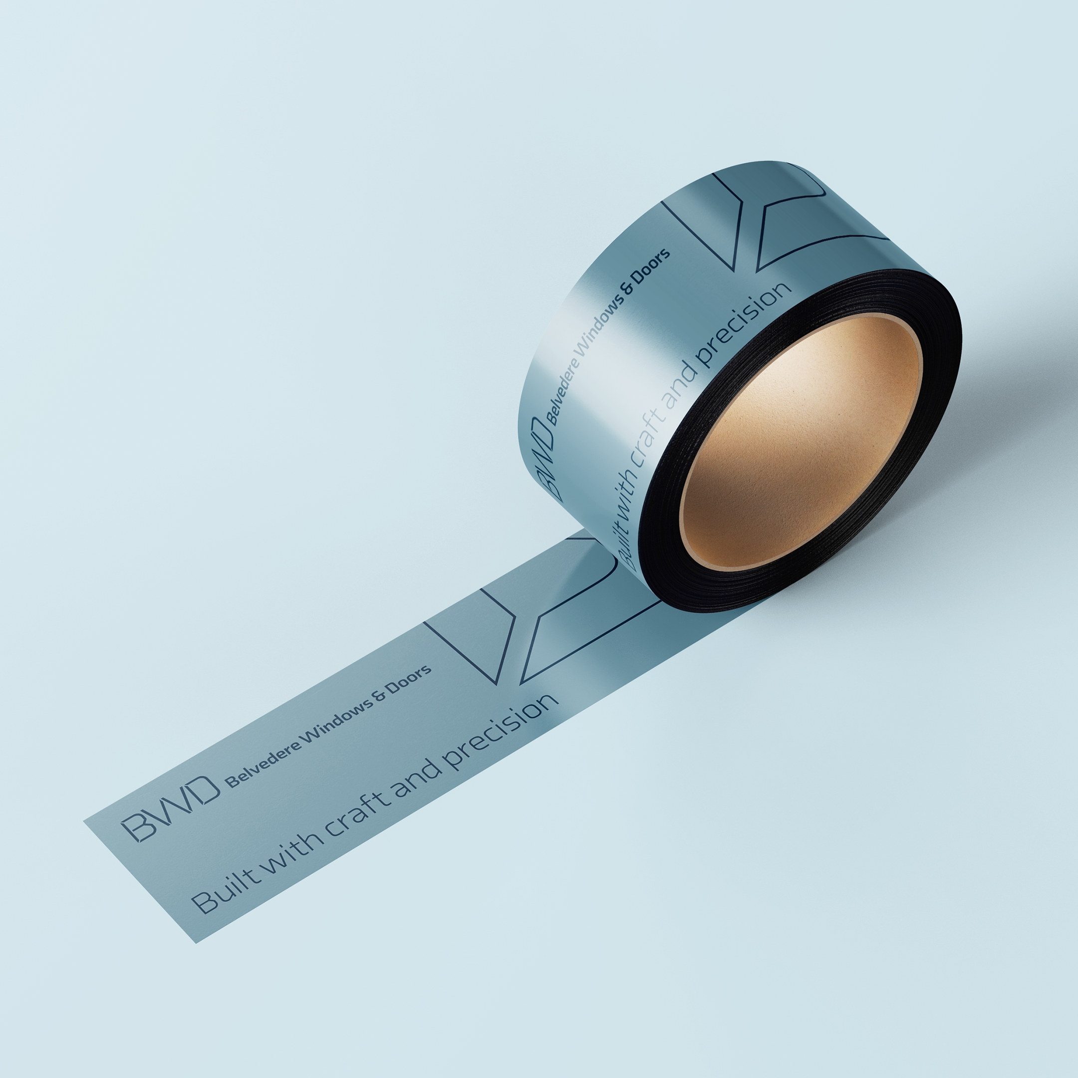 A roll of BWD printed packing tape