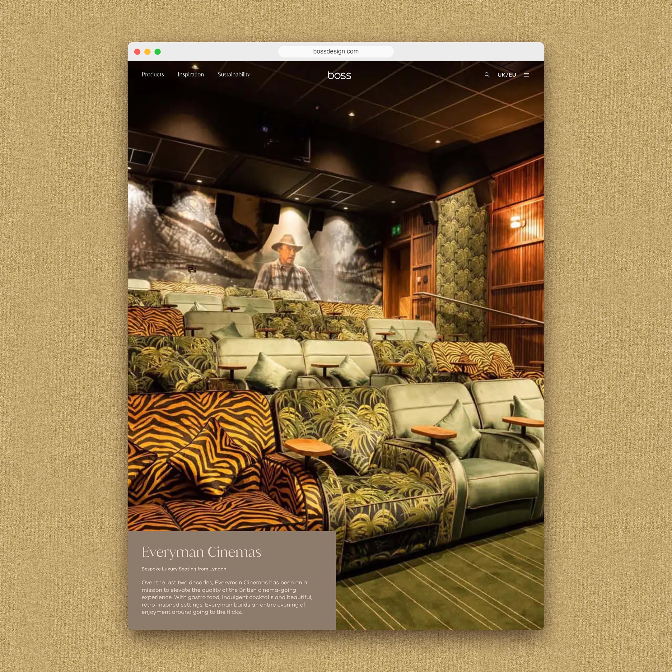 Everyman Cinemas project page from the Boss Design website