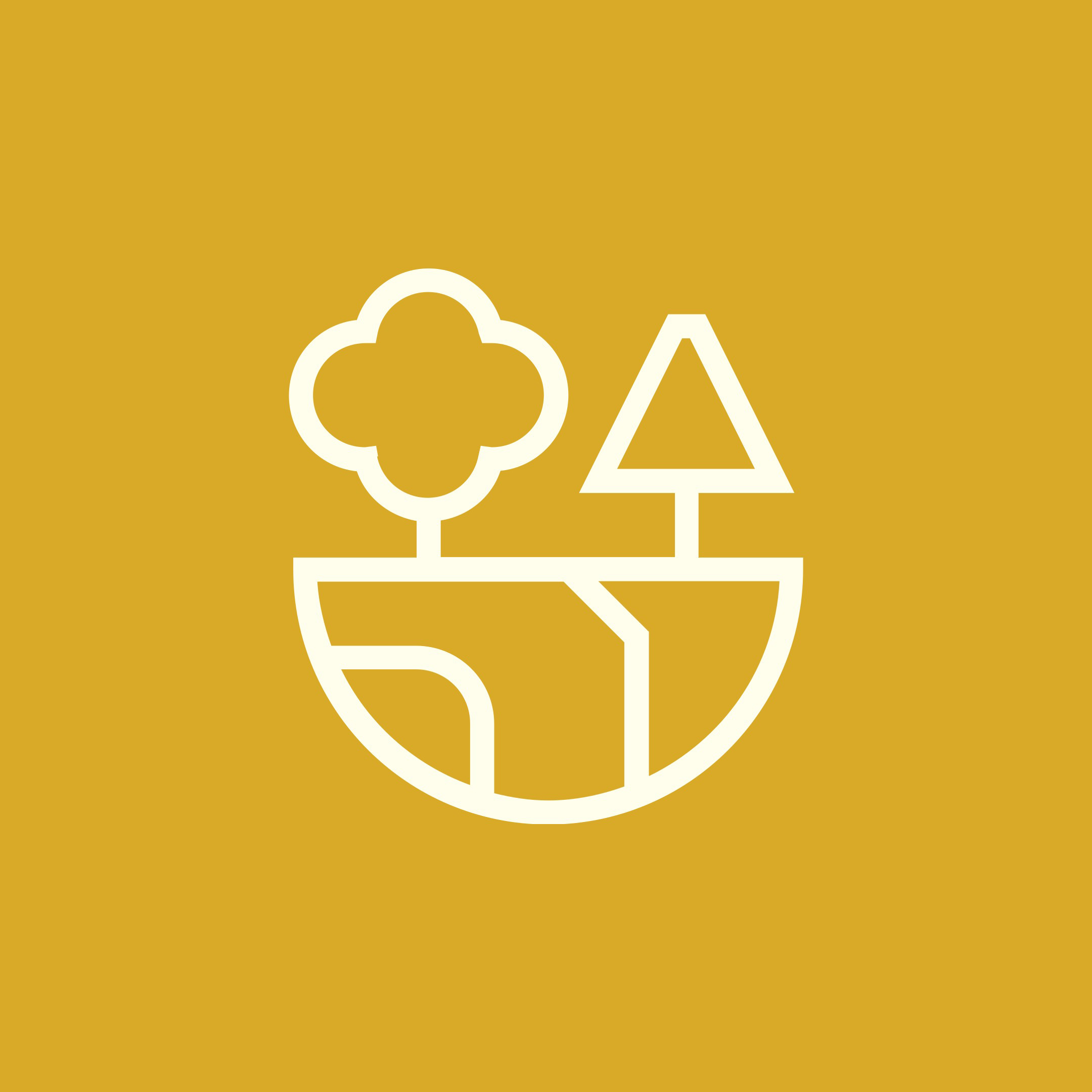 The Gladman green space icon in warm white on gold