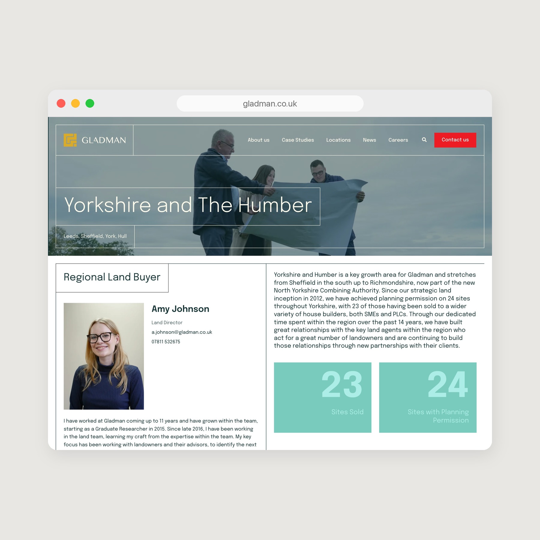 Gladman: website in a browser