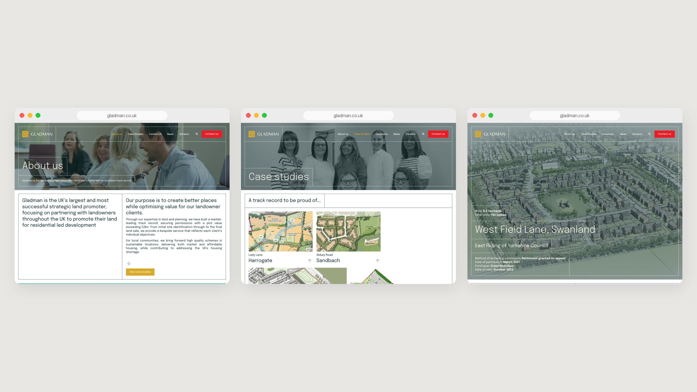Gladman: website pages