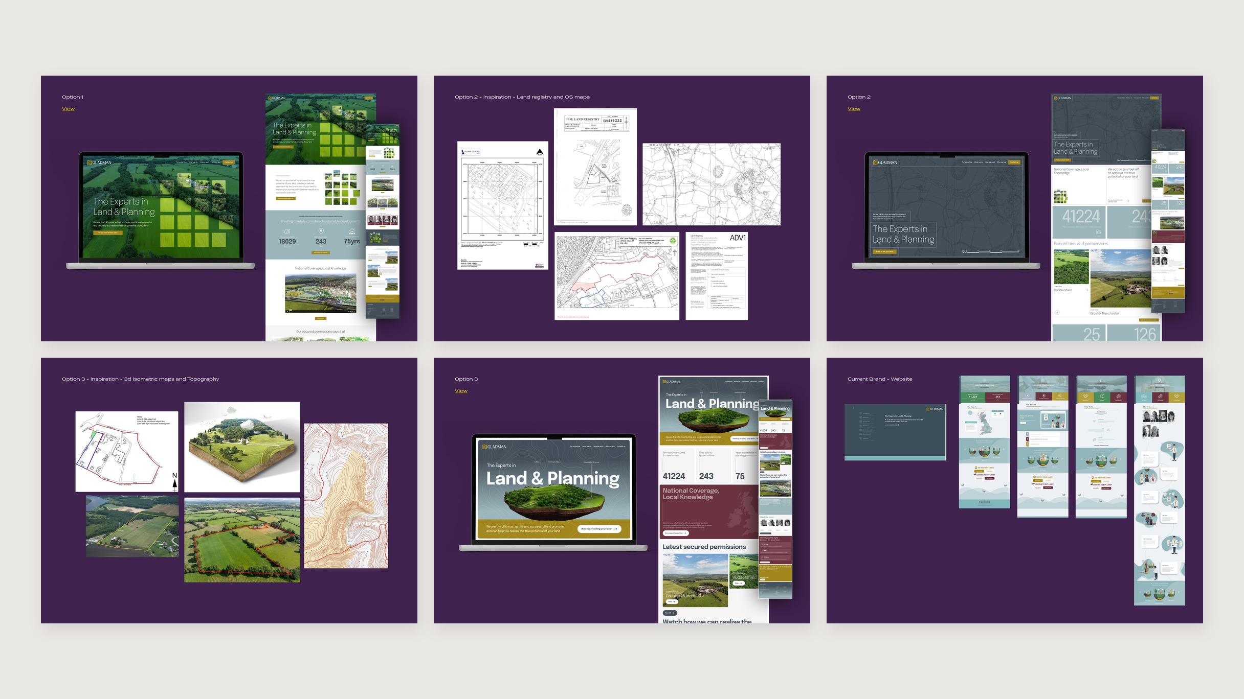 Gladman: three website designs
