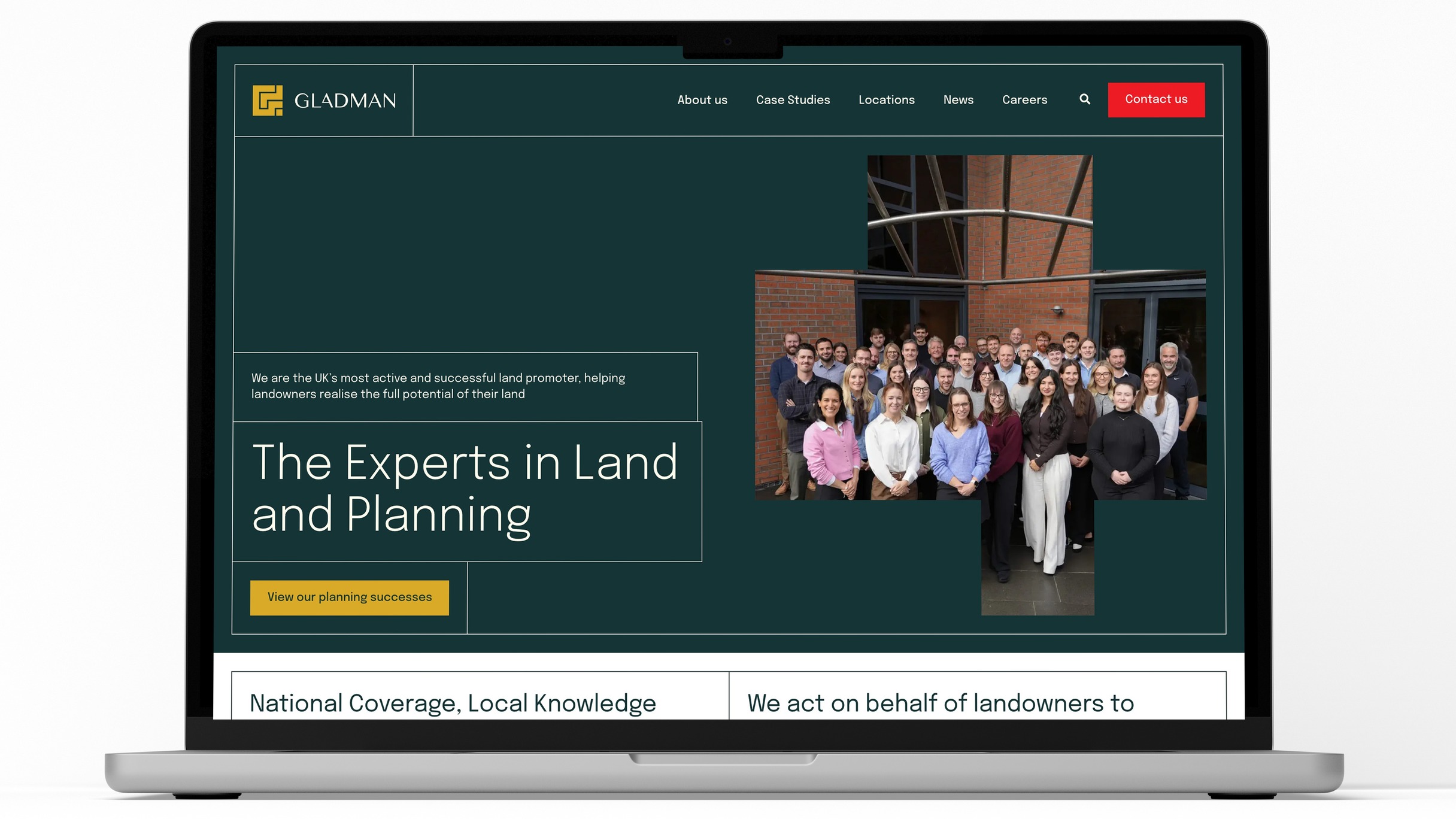Gladman: website on a laptop