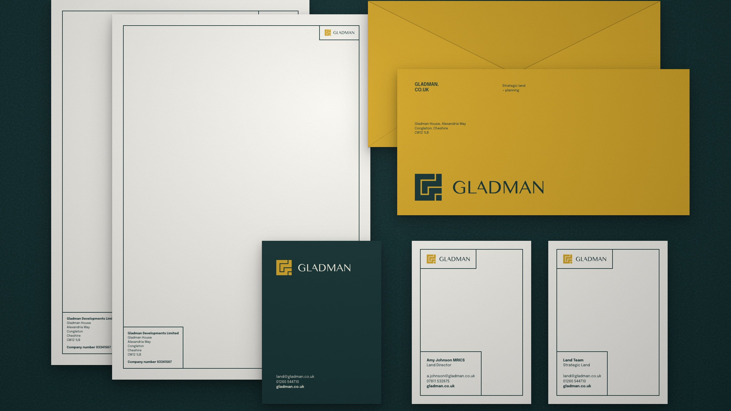 Gladman: letterheads, envelopes and business cards
