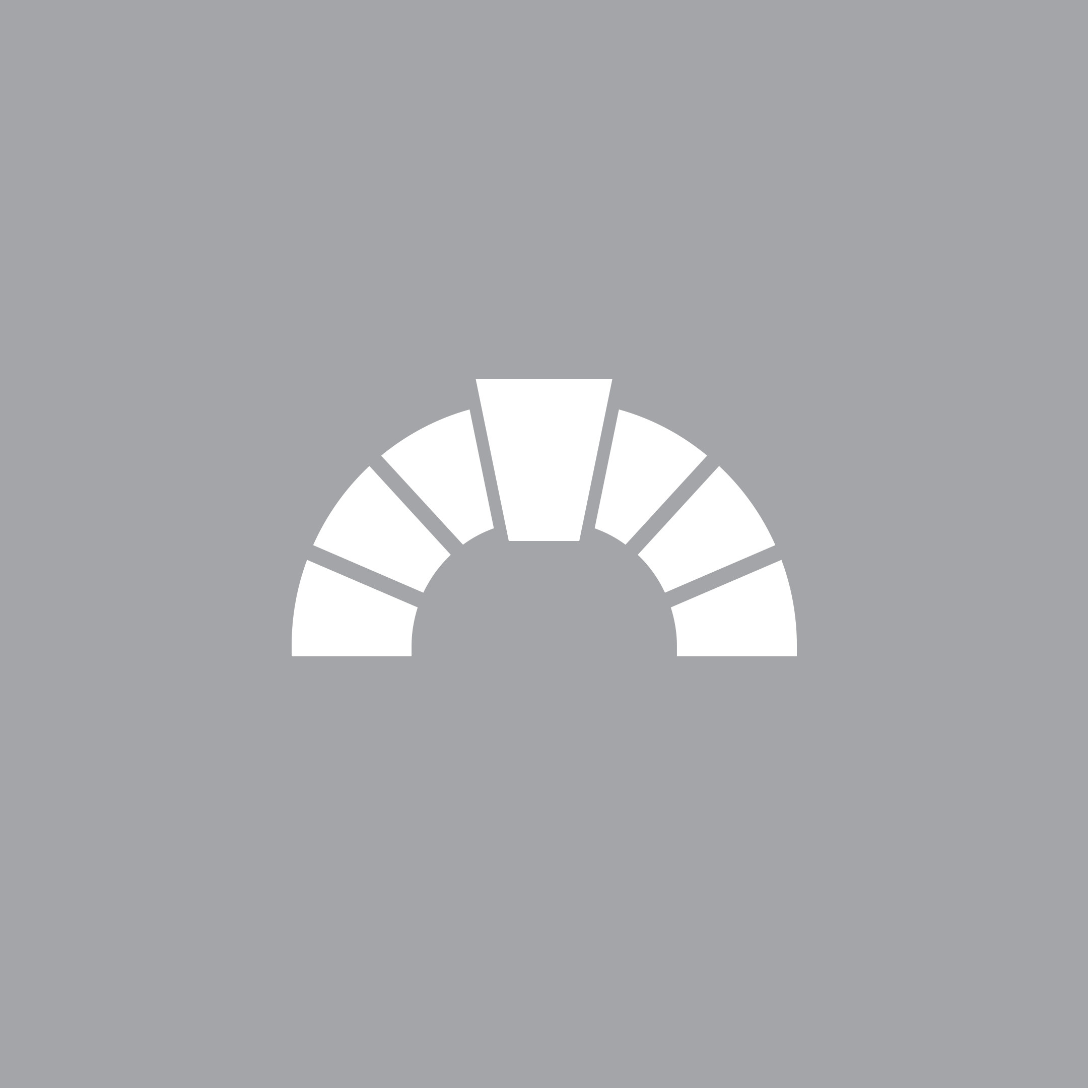 The Priory arch icon in white on grey