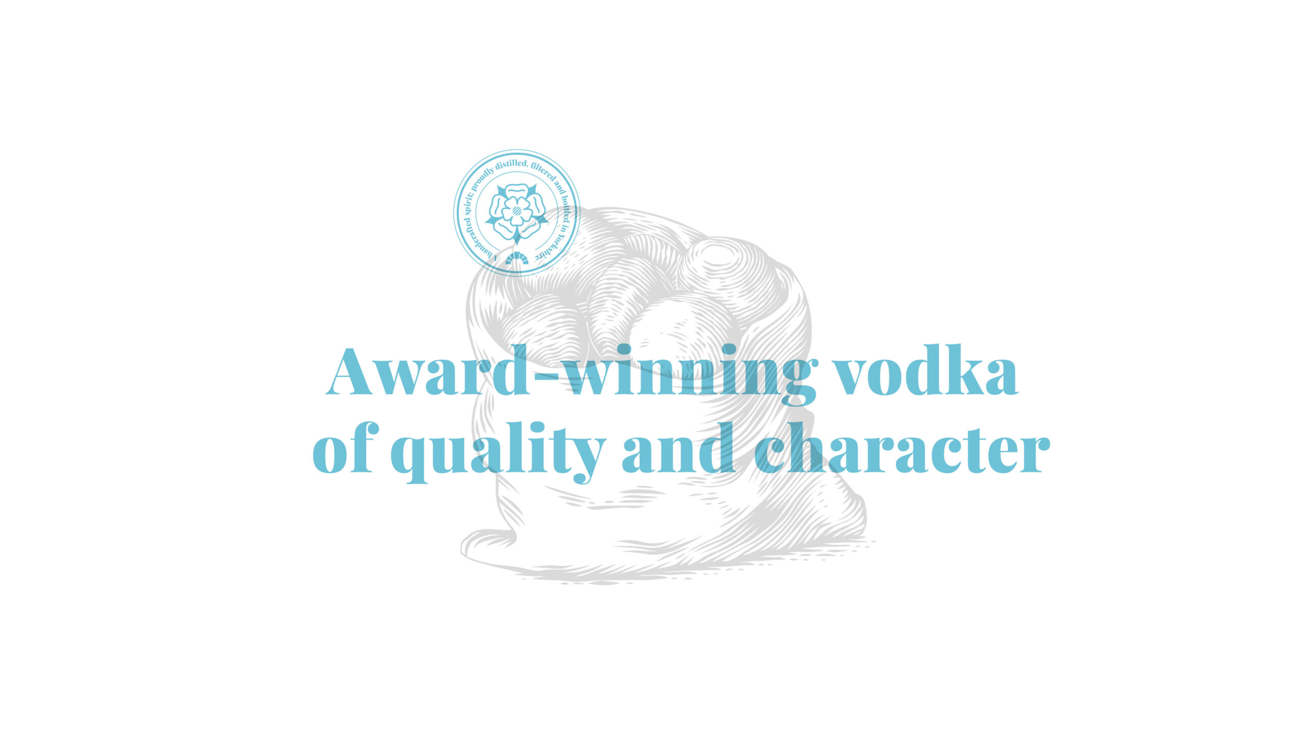Award-winning vodka of quality and character, set over a potato sack illustration