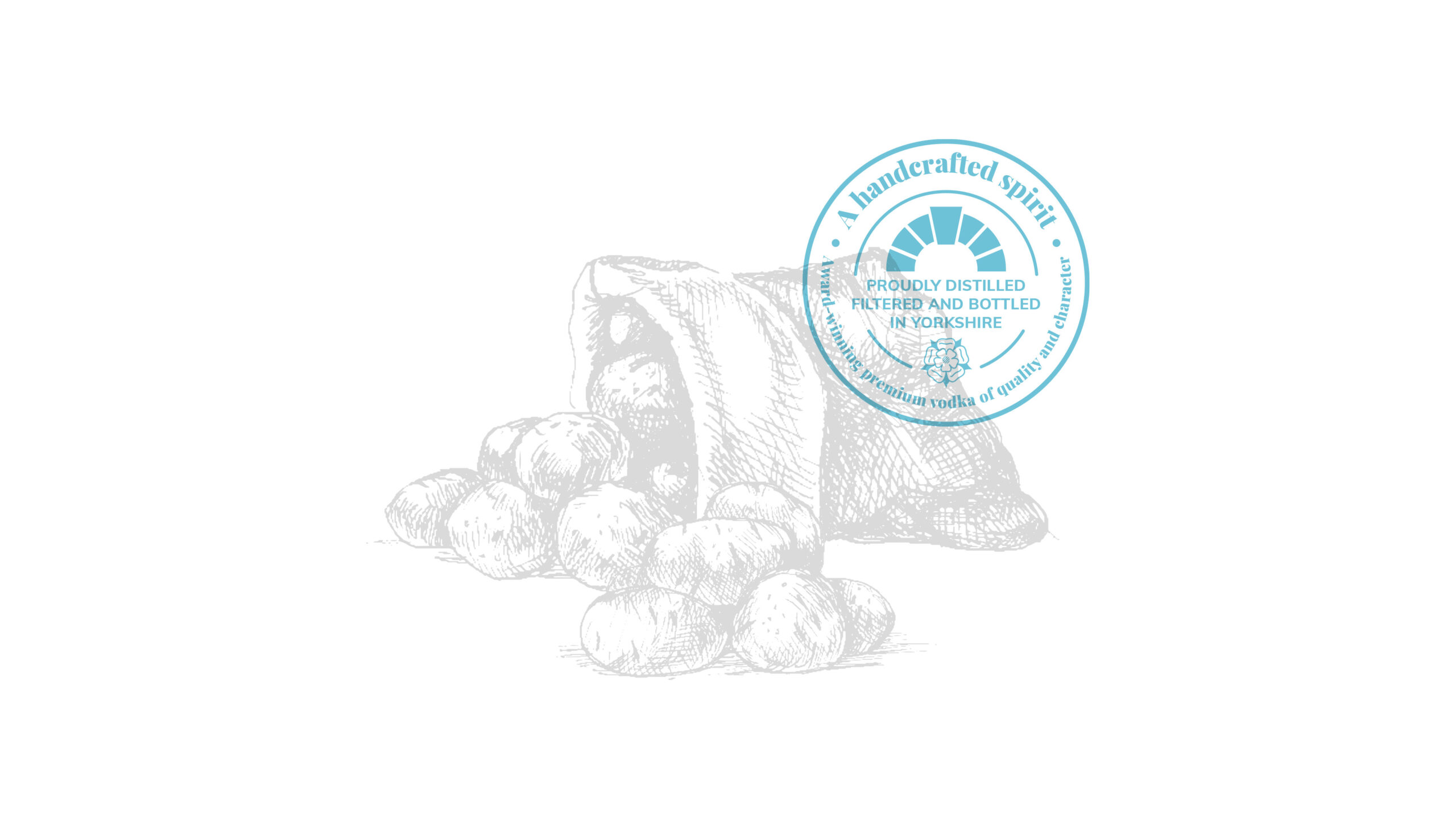 Priory quality stamp over an illustration of a spilled potato sack