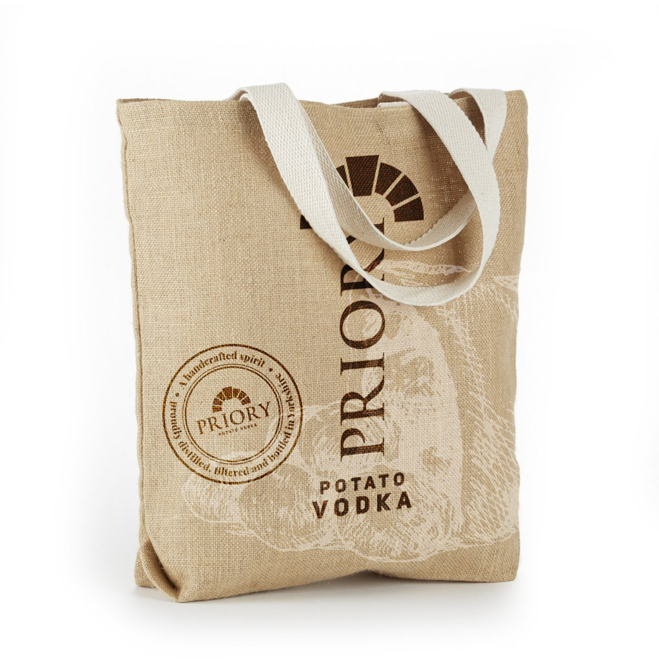 Priory Potato Vodka hessian tote bag