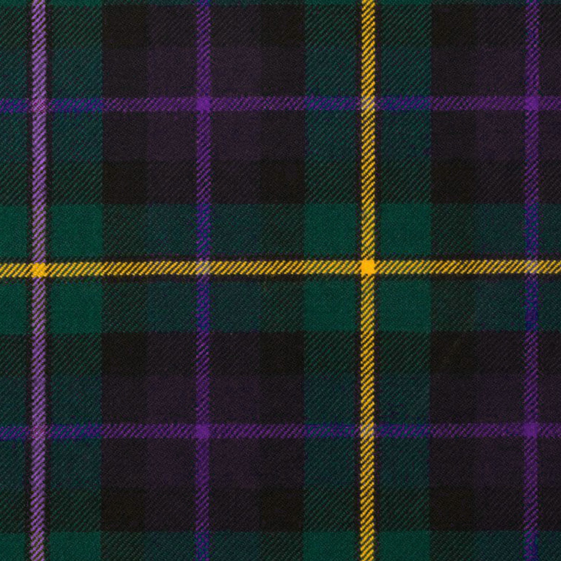 Close-up of the Smiths of Scotland tartan in green, navy, red and gold