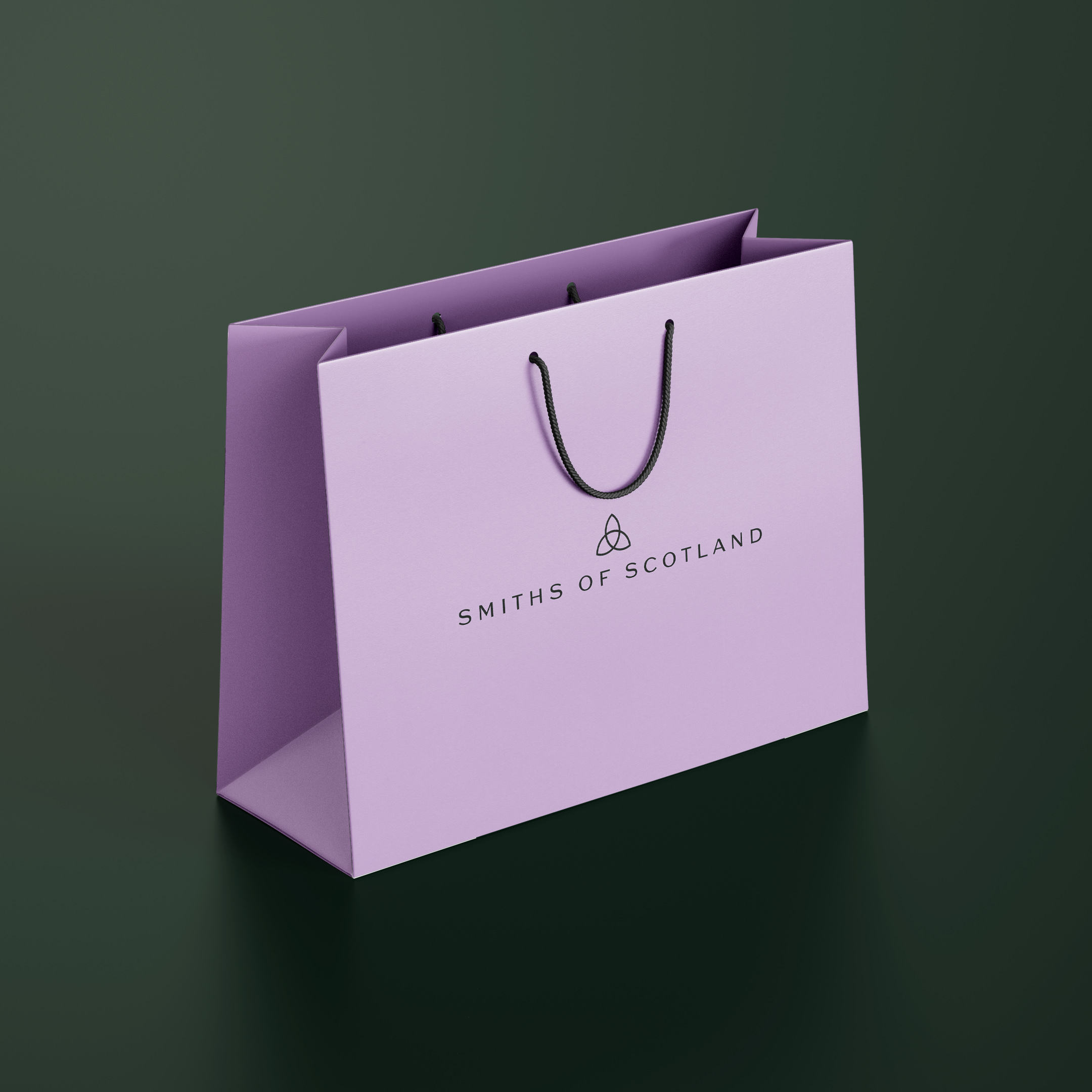 Lilac shopping bag with the Smiths of Scotland lockup
